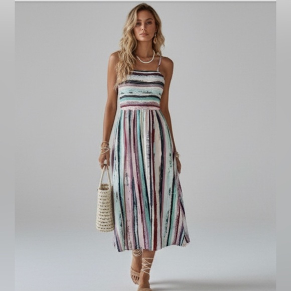 Boho Shirred Cami Midi Dress - Picture 4 of 9